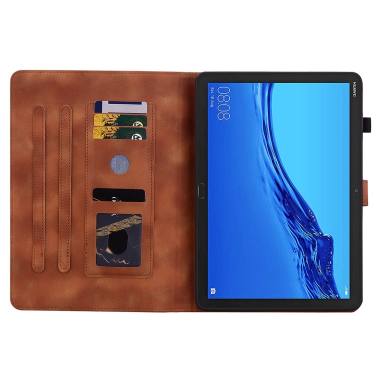 For Huawei MediaPad M5 Lite 10 / C5 10.1 Lily Embossed Leather Tablet Case(Brown) - Huawei by PMC TechLife | Online Shopping South Africa | PMC TechLife | Buy Now Pay Later Mobicred