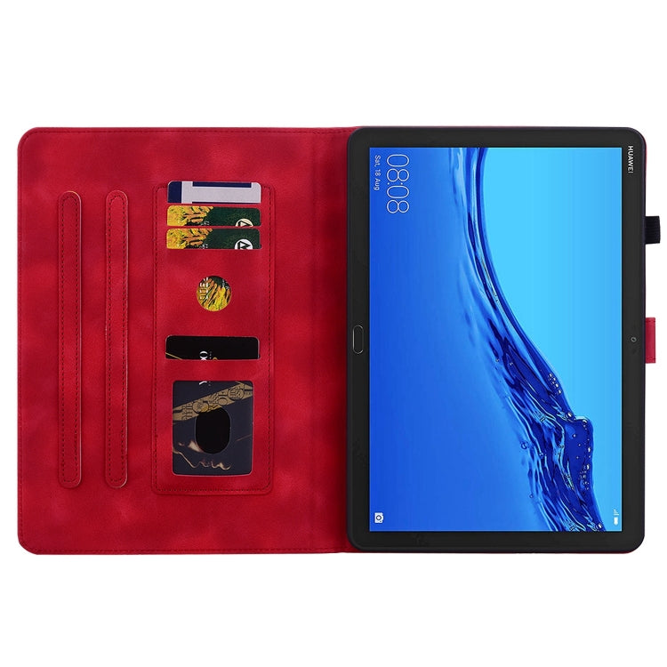 For Huawei MediaPad M5 Lite 10 / C5 10.1 Lily Embossed Leather Tablet Case(Red) - Huawei by PMC TechLife | Online Shopping South Africa | PMC TechLife | Buy Now Pay Later Mobicred