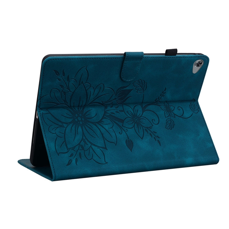 For Huawei MediaPad M5 Lite 10 / C5 10.1 Lily Embossed Leather Tablet Case(Dark Blue) - Huawei by PMC TechLife | Online Shopping South Africa | PMC TechLife | Buy Now Pay Later Mobicred