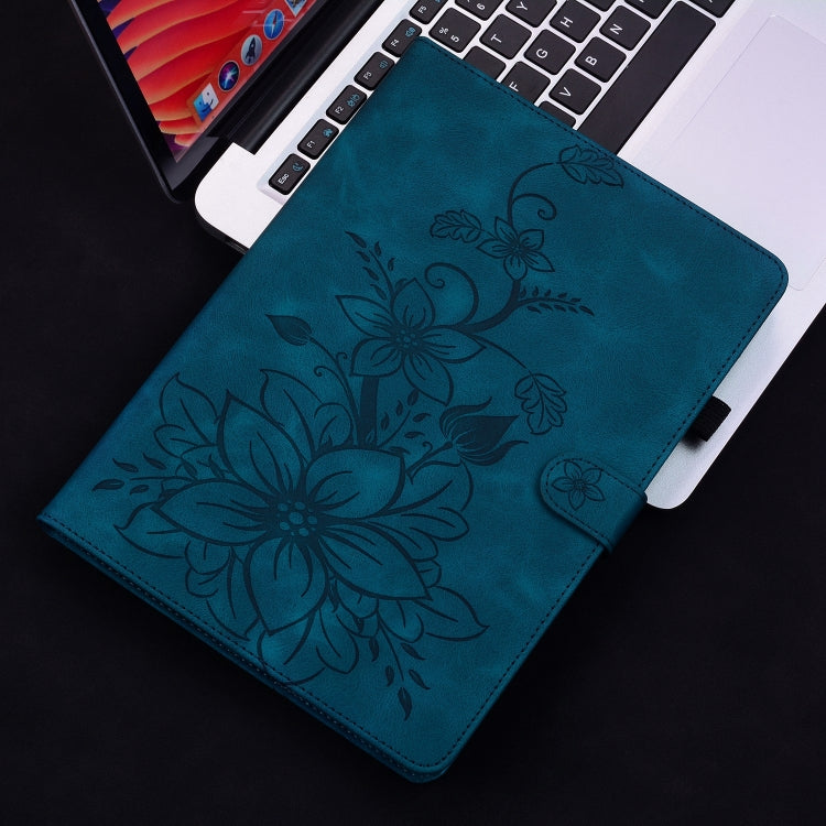 For Honor Pad 9 12.1 Lily Embossed Leather Tablet Case(Dark Blue) - Honor by PMC TechLife | Online Shopping South Africa | PMC TechLife | Buy Now Pay Later Mobicred