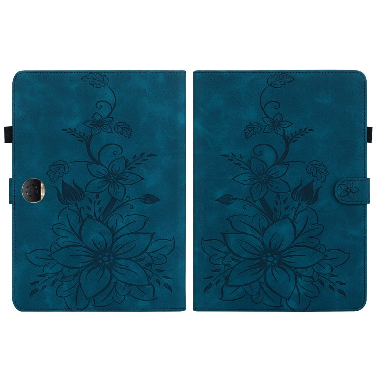 For Honor Pad 9 12.1 Lily Embossed Leather Tablet Case(Dark Blue) - Honor by PMC TechLife | Online Shopping South Africa | PMC TechLife | Buy Now Pay Later Mobicred