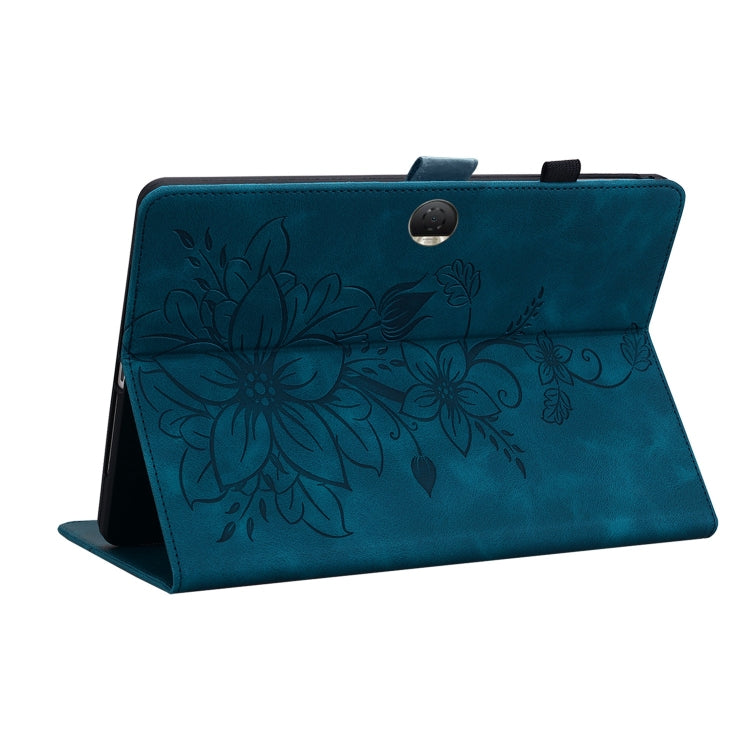 For Honor Pad 9 12.1 Lily Embossed Leather Tablet Case(Dark Blue) - Honor by PMC TechLife | Online Shopping South Africa | PMC TechLife | Buy Now Pay Later Mobicred