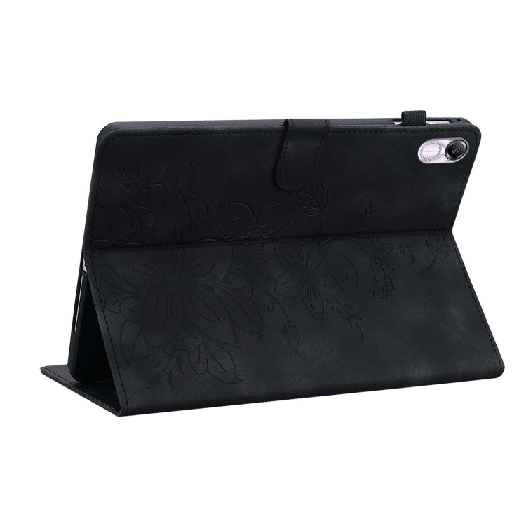 For Honor Pad X8 Pro / X9 2023 Lily Embossed Leather Tablet Case(Black) - Honor by PMC TechLife | Online Shopping South Africa | PMC TechLife | Buy Now Pay Later Mobicred