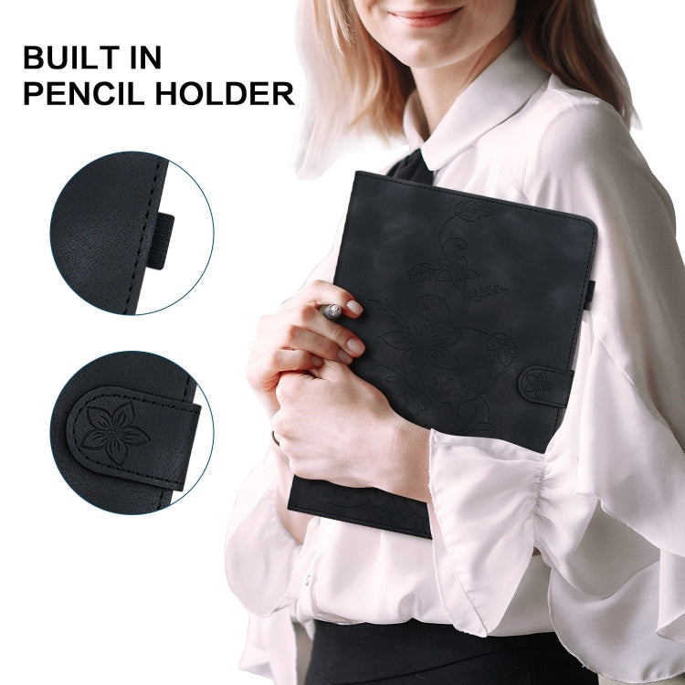 For Realme Pad 2 11.5 Lily Embossed Leather Tablet Case(Black) - free shipping - PMC TechLife - Order now!