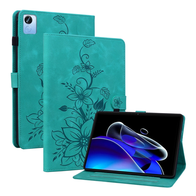 For Realme Pad X Lily Embossed Leather Tablet Case(Green) - Realme by PMC TechLife | Online Shopping South Africa | PMC TechLife | Buy Now Pay Later Mobicred