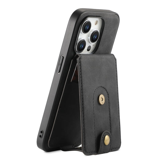 For iPhone 15 Pro Max Denior D14 NK Retro Pattern MagSafe Magnetic Card Holder Leather Phone Case(Black) - iPhone 15 Pro Max Cases by Denior | Online Shopping South Africa | PMC Jewellery | Buy Now Pay Later Mobicred