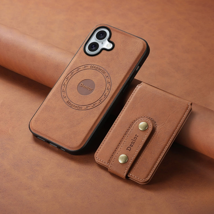 For iPhone 16 Denior D14 NK Retro Pattern MagSafe Magnetic Card Holder Leather Phone Case(Brown) - iPhone 16 Cases by Denior | Online Shopping South Africa | PMC TechLife | Buy Now Pay Later Mobicred