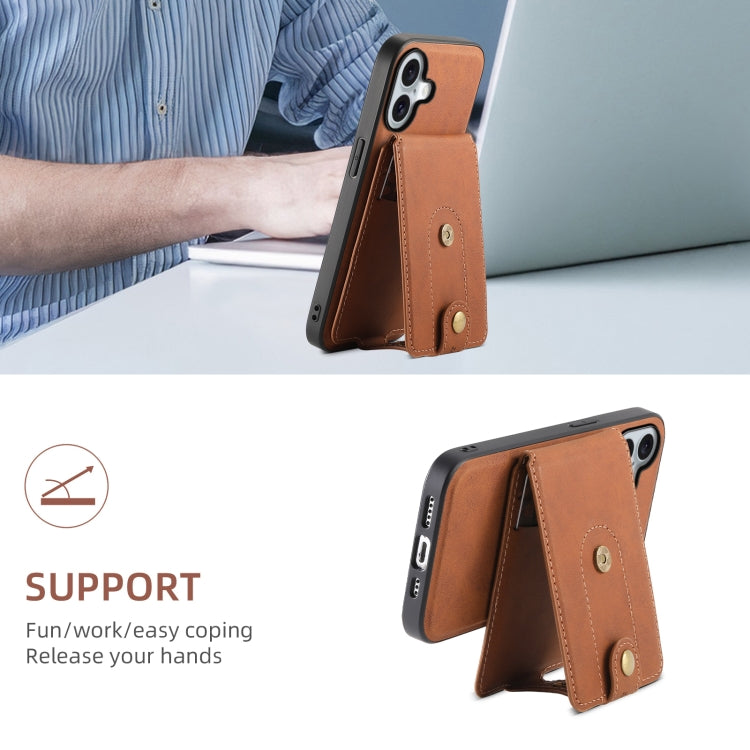 For iPhone 16 Denior D14 NK Retro Pattern MagSafe Magnetic Card Holder Leather Phone Case(Brown) - iPhone 16 Cases by Denior | Online Shopping South Africa | PMC TechLife | Buy Now Pay Later Mobicred