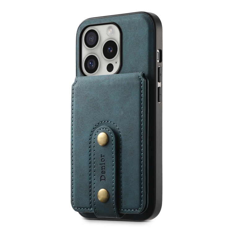 For iPhone 16 Pro Denior D14 NK Retro Pattern MagSafe Magnetic Card Holder Leather Phone Case(Blue) - iPhone 16 Pro Cases by Denior | Online Shopping South Africa | PMC Jewellery | Buy Now Pay Later Mobicred