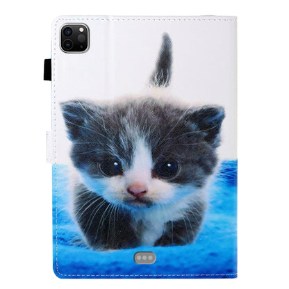 For iPad Pro 11 2024 Coloured Drawing Stitching Smart Leather Tablet Case(Blue White Cat) - iPad Pro 11 2024 Cases by PMC Jewellery | Online Shopping South Africa | PMC Jewellery | Buy Now Pay Later Mobicred