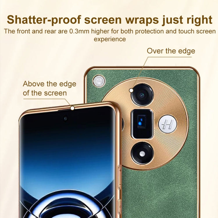 For OPPO Reno11 Pro Global Electroplating Lambskin Leather Phone Case(Blue) - Reno11 Pro Cases by PMC TechLife | Online Shopping South Africa | PMC TechLife | Buy Now Pay Later Mobicred