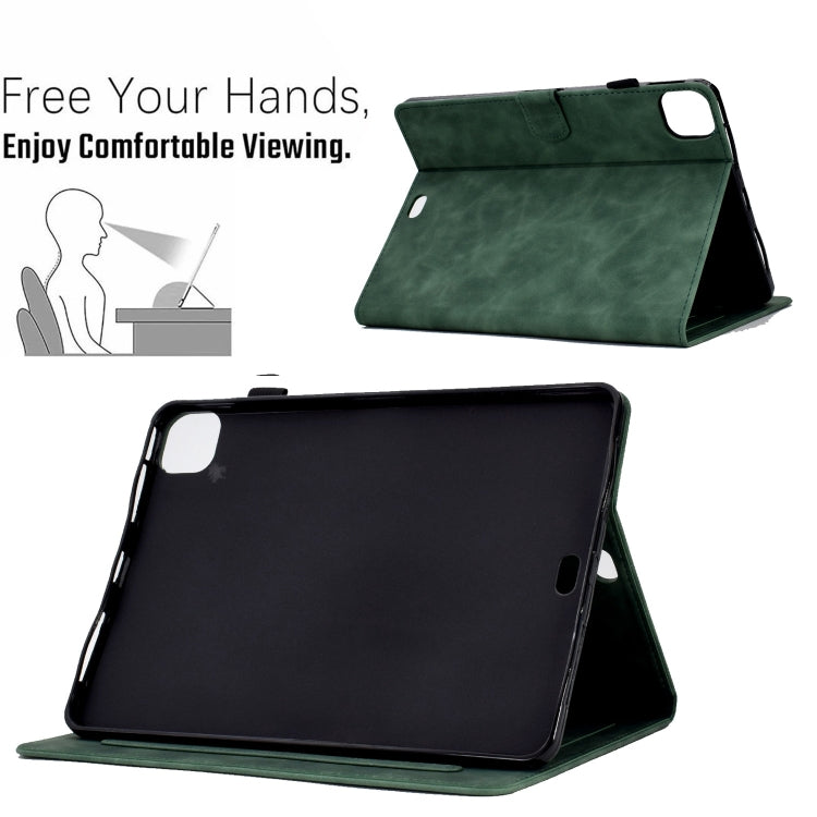 For iPad Pro 11 2024 Embossed Smile Smart Leather Tablet Case(Green) - iPad Pro 11 2024 Cases by PMC Jewellery | Online Shopping South Africa | PMC Jewellery | Buy Now Pay Later Mobicred