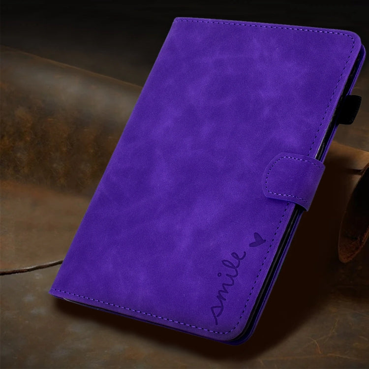 For iPad Pro 11 2024 Embossed Smile Smart Leather Tablet Case(Purple) - iPad Pro 11 2024 Cases by PMC TechLife | Online Shopping South Africa | PMC TechLife | Buy Now Pay Later Mobicred