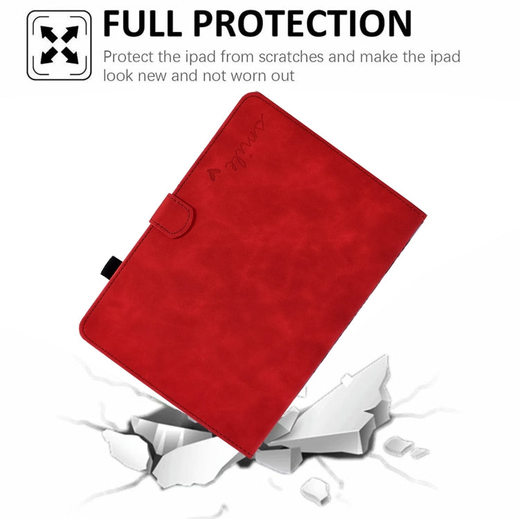 For iPad Pro 11 2024 Embossed Smile Smart Leather Tablet Case(Red) - iPad Pro 11 2024 Cases by PMC Jewellery | Online Shopping South Africa | PMC Jewellery | Buy Now Pay Later Mobicred