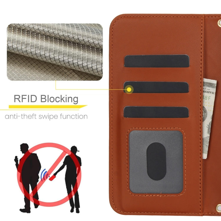 For Google Pixel 6a Crossbody Multifunction Rhombic Leather Phone Case(Brown) - Google Cases by PMC TechLife | Online Shopping South Africa | PMC TechLife | Buy Now Pay Later Mobicred