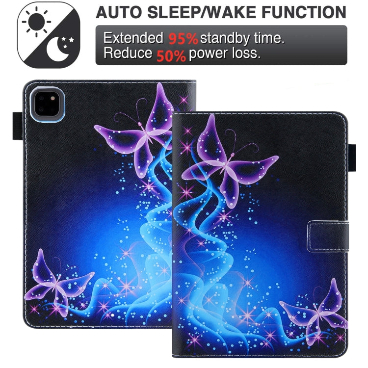 For iPad Pro 11 2024 Colored Drawing Leather Smart Tablet Case(Dual Purple Butterflies) - iPad Pro 11 2024 Cases by PMC TechLife | Online Shopping South Africa | PMC TechLife | Buy Now Pay Later Mobicred