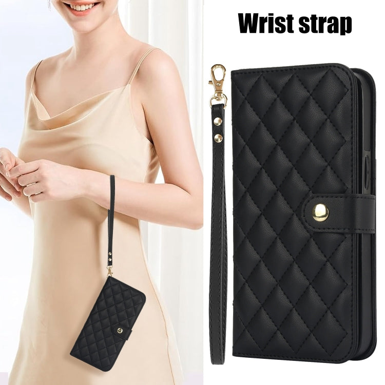 For Samsung Galaxy S24 5G Crossbody Multifunction Rhombic Leather Phone Case(Black) - Galaxy S24 5G Cases by PMC Jewellery | Online Shopping South Africa | PMC Jewellery | Buy Now Pay Later Mobicred