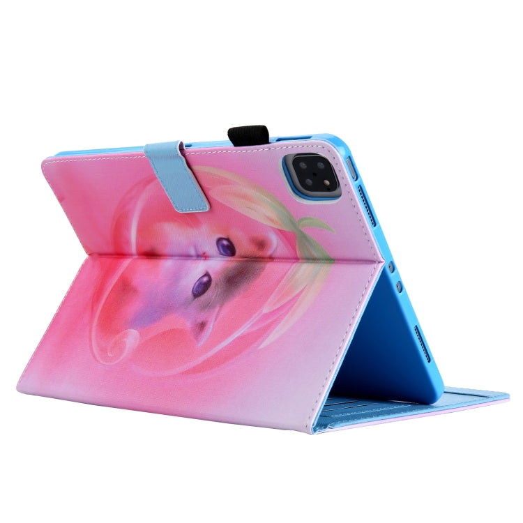 For iPad Pro 11 2024 Colored Drawing Leather Smart Tablet Case(Pink Cat) - iPad Pro 11 2024 Cases by PMC TechLife | Online Shopping South Africa | PMC TechLife | Buy Now Pay Later Mobicred