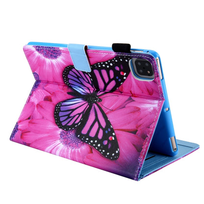 For iPad Pro 11 2024 Colored Drawing Leather Smart Tablet Case(Red Flower Pink Butterfly) - iPad Pro 11 2024 Cases by PMC Jewellery | Online Shopping South Africa | PMC Jewellery | Buy Now Pay Later Mobicred