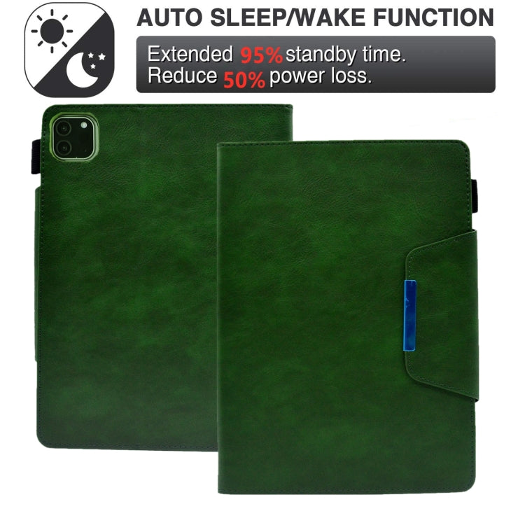 For iPad Pro 11 2024 Suede Cross Texture Magnetic Clasp Leather Smart Tablet Case(Green) - iPad Pro 11 2024 Cases by PMC Jewellery | Online Shopping South Africa | PMC Jewellery | Buy Now Pay Later Mobicred