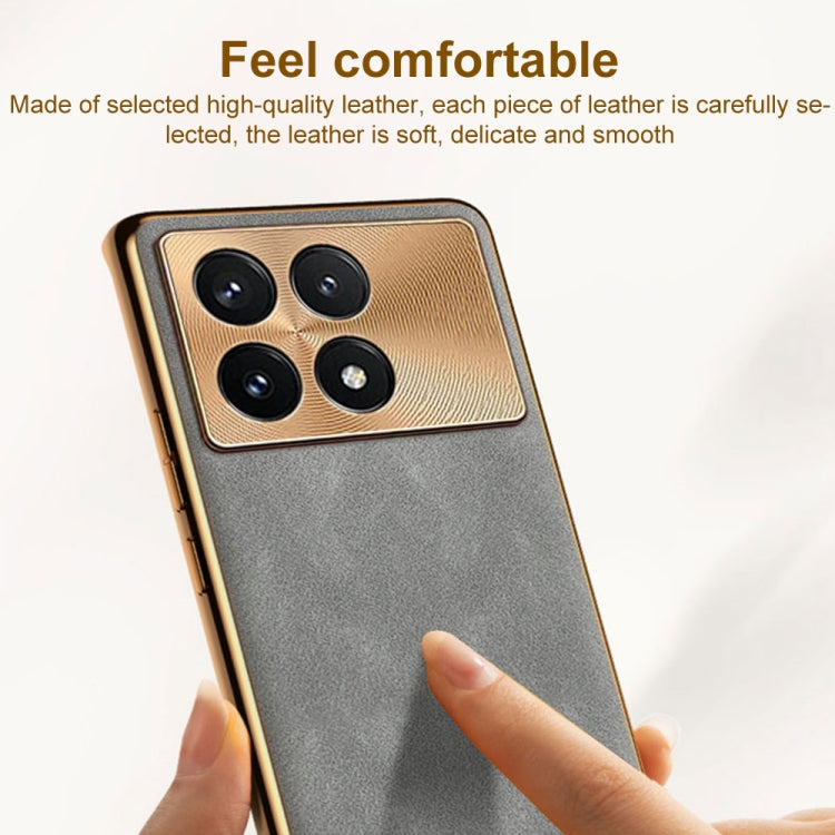 For Xiaomi Redmi K70 Pro Electroplating Lambskin Leather Phone Case(Grey) - Xiaomi Cases by PMC Jewellery | Online Shopping South Africa | PMC Jewellery | Buy Now Pay Later Mobicred
