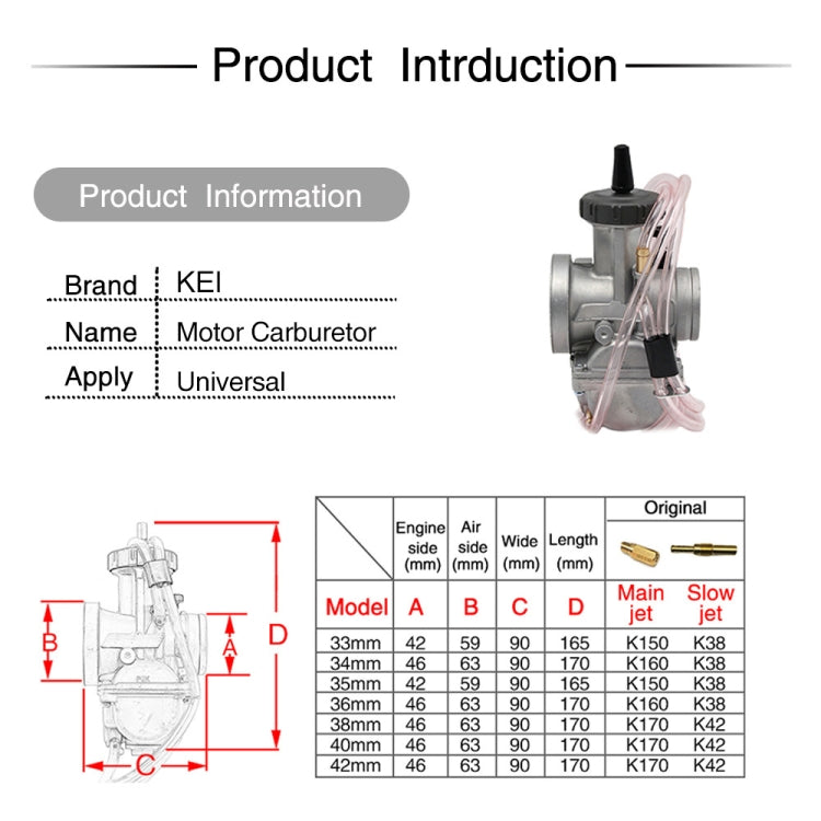 PWK33mm Universal Motorcycle Carburetor Carb Motor Carburetor - Engines & Engine Parts by PMC TechLife | Online Shopping South Africa | PMC TechLife | Buy Now Pay Later Mobicred