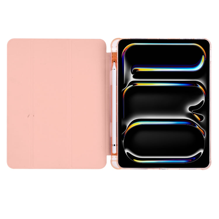 For iPad Pro 13 2024 3-fold TPU Leather Smart Tablet Case with Pen Slot(Pink) - iPad Pro 13 2024 Cases by PMC Jewellery | Online Shopping South Africa | PMC Jewellery | Buy Now Pay Later Mobicred