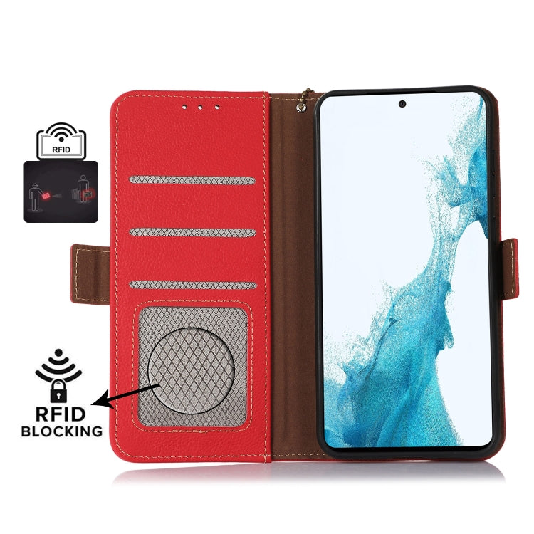 For iPhone 16 Pro Side-Magnetic TJ Genuine Leather RFID Phone Case(Red) - iPhone 16 Pro Cases by PMC TechLife | Online Shopping South Africa | PMC TechLife | Buy Now Pay Later Mobicred
