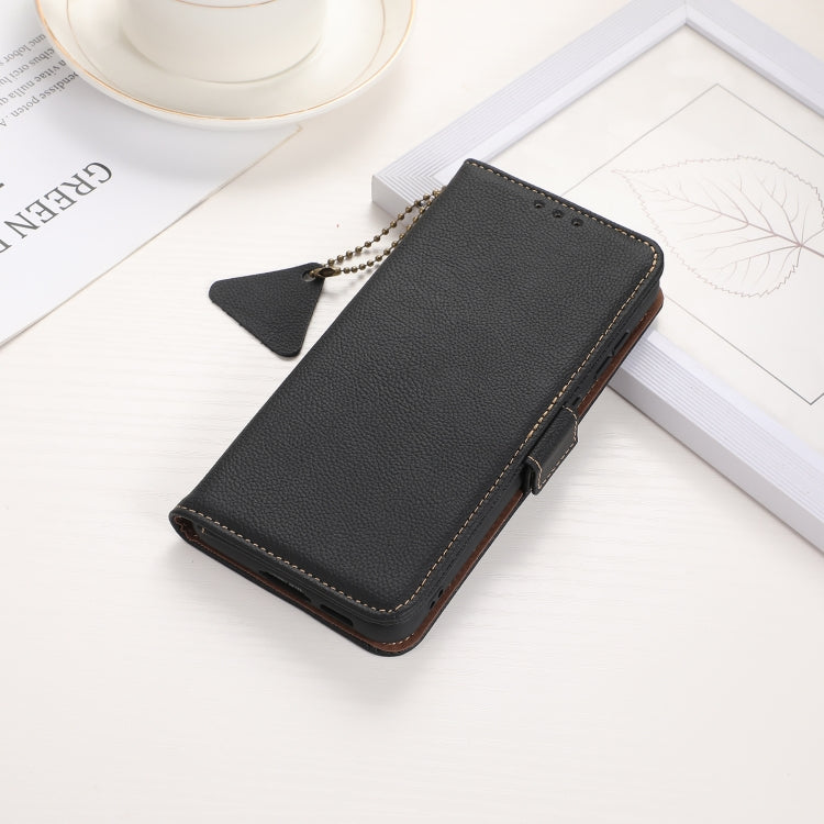 For iPhone 16 Side-Magnetic TJ Genuine Leather RFID Phone Case(Black) - iPhone 16 Cases by PMC TechLife | Online Shopping South Africa | PMC TechLife | Buy Now Pay Later Mobicred