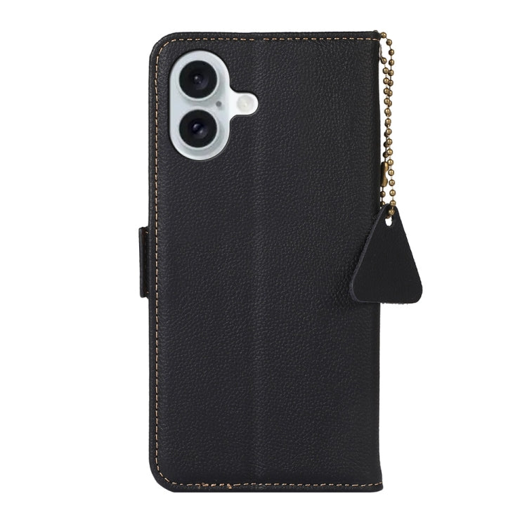 For iPhone 16 Side-Magnetic TJ Genuine Leather RFID Phone Case(Black) - iPhone 16 Cases by PMC TechLife | Online Shopping South Africa | PMC TechLife | Buy Now Pay Later Mobicred