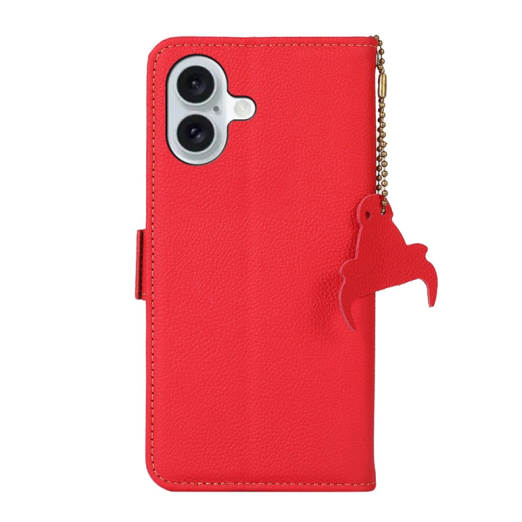 For iPhone 16 Side-Magnetic TJ Genuine Leather RFID Phone Case(Red) - iPhone 16 Cases by PMC TechLife | Online Shopping South Africa | PMC TechLife | Buy Now Pay Later Mobicred
