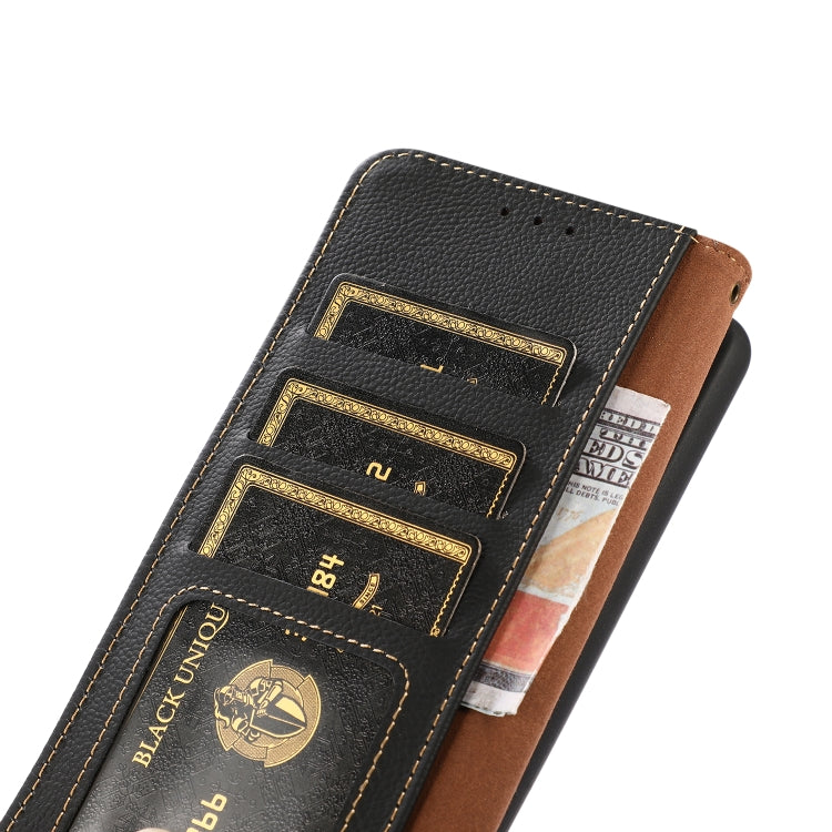 For iPhone 16 KHAZNEH Custer Genuine Leather RFID Phone Case(Black) - iPhone 16 Cases by PMC Jewellery | Online Shopping South Africa | PMC Jewellery | Buy Now Pay Later Mobicred