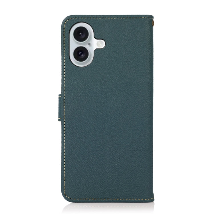 For iPhone 16 KHAZNEH Custer Genuine Leather RFID Phone Case(Green) - iPhone 16 Cases by PMC Jewellery | Online Shopping South Africa | PMC Jewellery | Buy Now Pay Later Mobicred