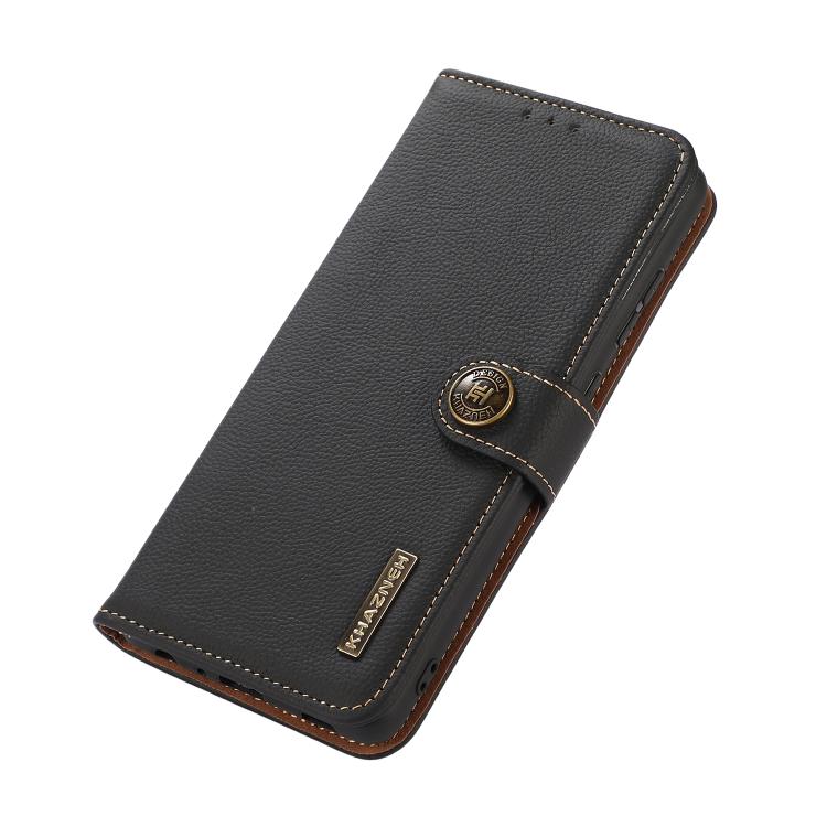 For iPhone 17 Pro KHAZNEH Custer Genuine Leather RFID Phone Case(Black) - free shipping - PMc TechLife - Order now!