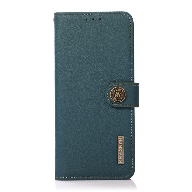For iPhone 17 Pro KHAZNEH Custer Genuine Leather RFID Phone Case(Green) - free shipping - PMc TechLife - Order now!