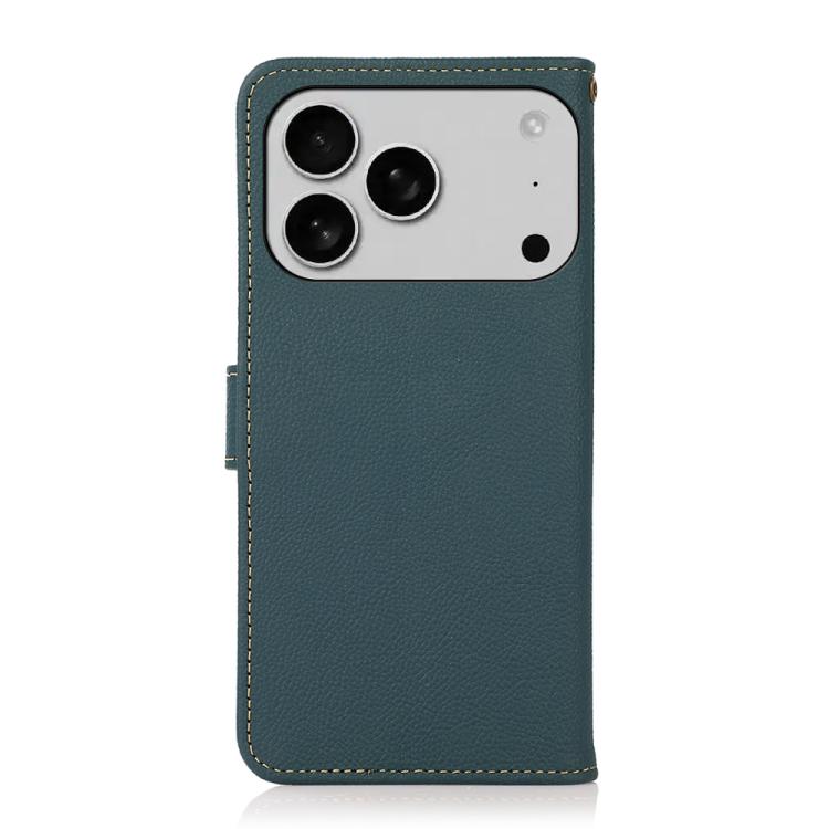 For iPhone 17 Pro KHAZNEH Custer Genuine Leather RFID Phone Case(Green) - free shipping - PMc TechLife - Order now!