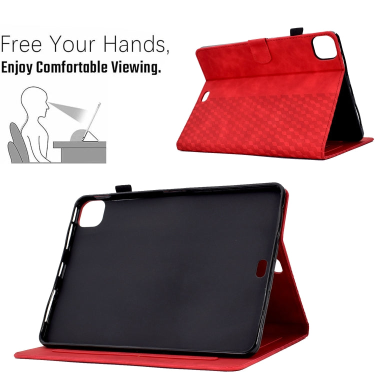 For iPad Pro 11 2024 Rhombus Embossed Leather Tablet Case(Red) - iPad Pro 11 2024 Cases by PMC TechLife | Online Shopping South Africa | PMC TechLife | Buy Now Pay Later Mobicred