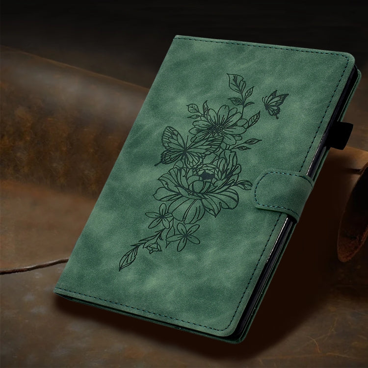 For iPad Pro 11 2024 Peony Butterfly Embossed Leather Smart Tablet Case(Green) - iPad Pro 11 2024 Cases by PMC Jewellery | Online Shopping South Africa | PMC Jewellery | Buy Now Pay Later Mobicred