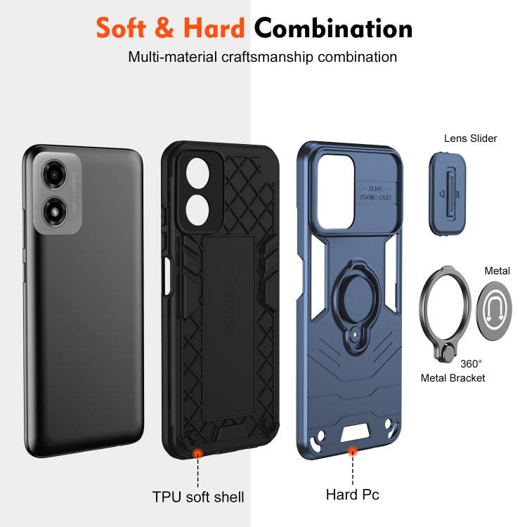 For Motorola Moto G04 / G24 Camshield Ring Holder Phone Case(Royal Blue) - Motorola Cases by PMC TechLife | Online Shopping South Africa | PMC TechLife | Buy Now Pay Later Mobicred