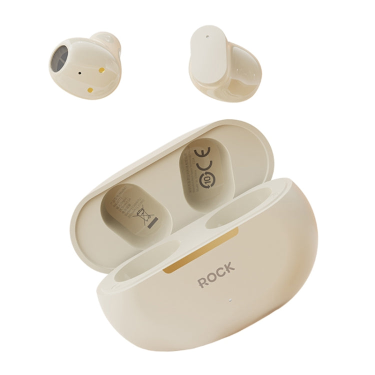 ROCK EB900 Bluetooth 5.3 TWS Bluetooth Earphones(Beige) - TWS Earphone by ROCK | Online Shopping South Africa | PMC Jewellery | Buy Now Pay Later Mobicred