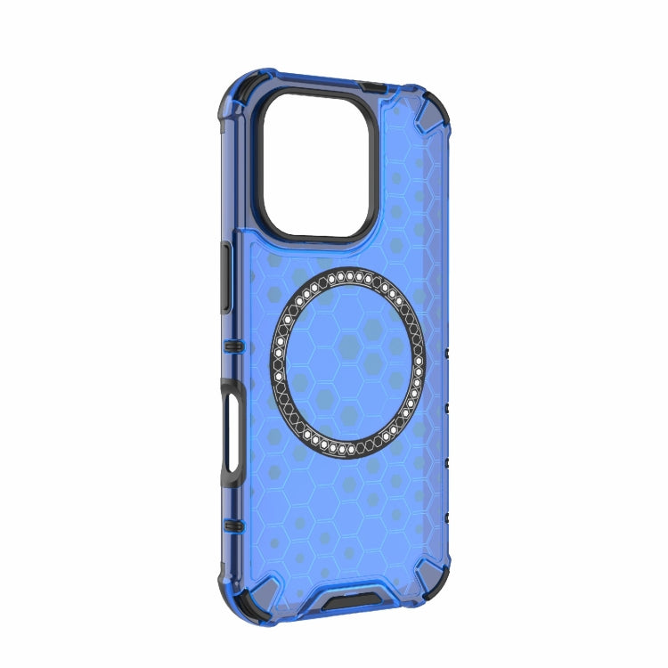 For iPhone 16 Pro Honeycomb Magnetic Ring Shockproof Phone Case(Blue) - iPhone 16 Pro Cases by PMC Jewellery | Online Shopping South Africa | PMC Jewellery | Buy Now Pay Later Mobicred