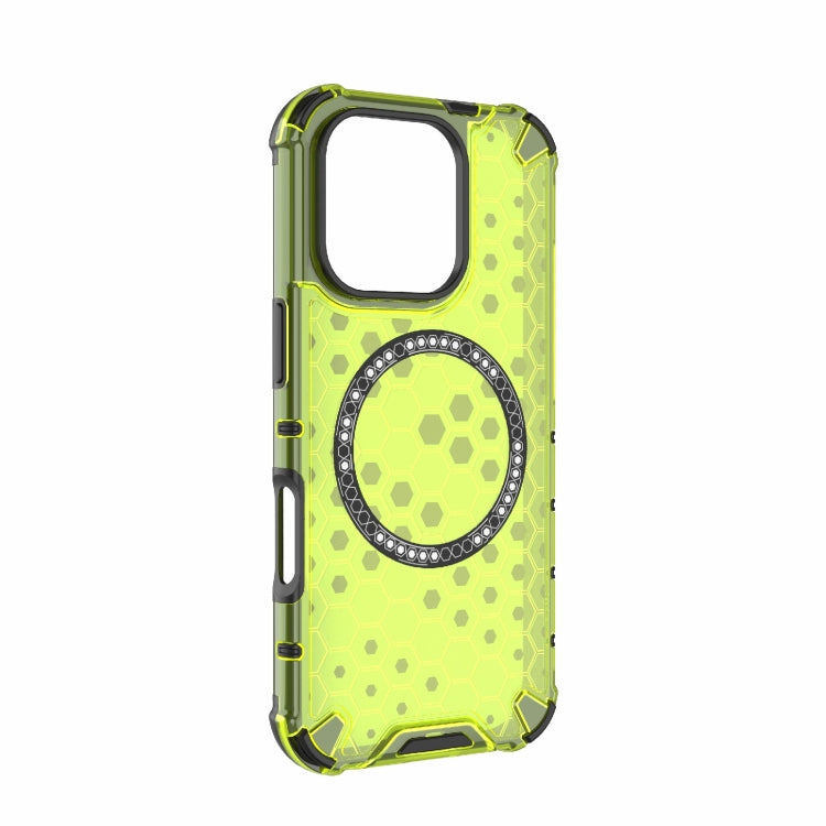 For iPhone 16 Pro Honeycomb Magnetic Ring Shockproof Phone Case(Green) - iPhone 16 Pro Cases by PMC Jewellery | Online Shopping South Africa | PMC Jewellery | Buy Now Pay Later Mobicred