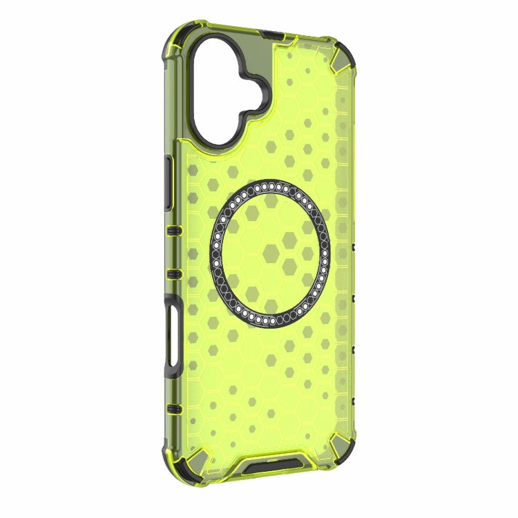 For iPhone 16 Plus Honeycomb Magnetic Ring Shockproof Phone Case(Green) - iPhone 16 Plus Cases by PMC TechLife | Online Shopping South Africa | PMC TechLife | Buy Now Pay Later Mobicred
