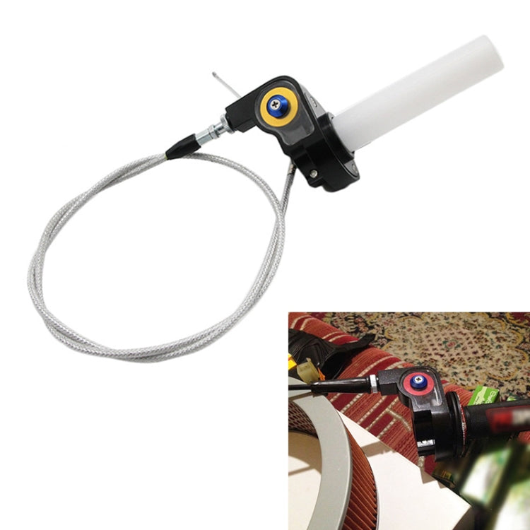 Off-road Motorcycle Modified 22mm Handle Throttle Clamp Hand Grip Big Torque Oil Visual Throttle Accelerator for with Cable(Gold with Silver Throttle Cable) - Grips by PMC Jewellery | Online Shopping South Africa | PMC Jewellery | Buy Now Pay Later Mobicred