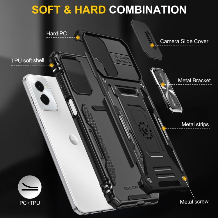 For Motorola Moto G Play 5G 2024 Armor PC + TPU Camera Shield Phone Case(Black) - Motorola Cases by PMC Jewellery | Online Shopping South Africa | PMC Jewellery | Buy Now Pay Later Mobicred