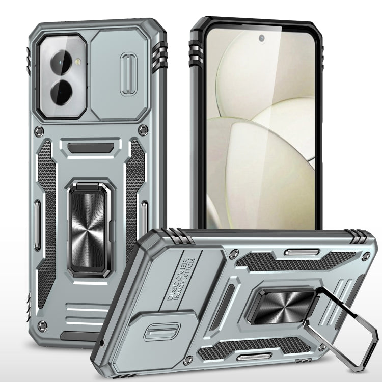 For Motorola Moto G Power 2024 Armor PC + TPU Camera Shield Phone Case(Grey) - Motorola Cases by PMC Jewellery | Online Shopping South Africa | PMC Jewellery | Buy Now Pay Later Mobicred