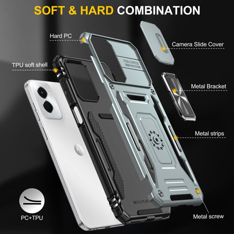 For Motorola Moto G Power 2024 Armor PC + TPU Camera Shield Phone Case(Grey) - Motorola Cases by PMC Jewellery | Online Shopping South Africa | PMC Jewellery | Buy Now Pay Later Mobicred