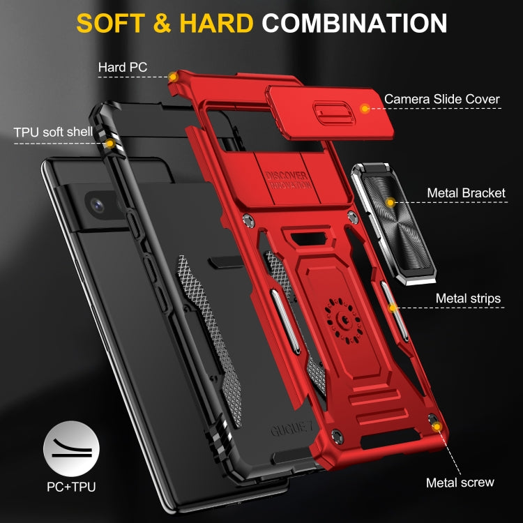 For Google Pixel 9/9 Pro Armor PC + TPU Camera Shield Phone Case(Red) - Google Cases by PMC TechLife | Online Shopping South Africa | PMC TechLife | Buy Now Pay Later Mobicred