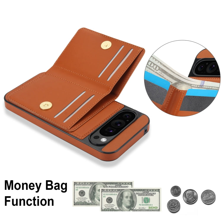 For Google Pixel 9 RFID Anti-theft Card Ring Holder Phone Case(Brown) - Google Cases by PMC TechLife | Online Shopping South Africa | PMC TechLife | Buy Now Pay Later Mobicred