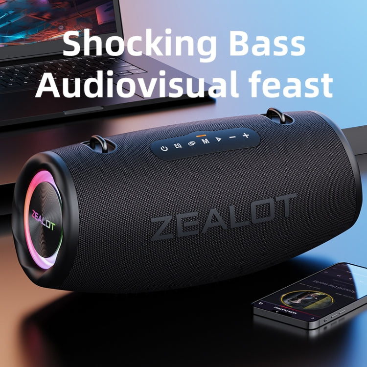 Zealot S87 80W Portable Outdoor Bluetooth Speaker with RGB Light(Grey) - Waterproof Speaker by ZEALOT | Online Shopping South Africa | PMC Jewellery | Buy Now Pay Later Mobicred